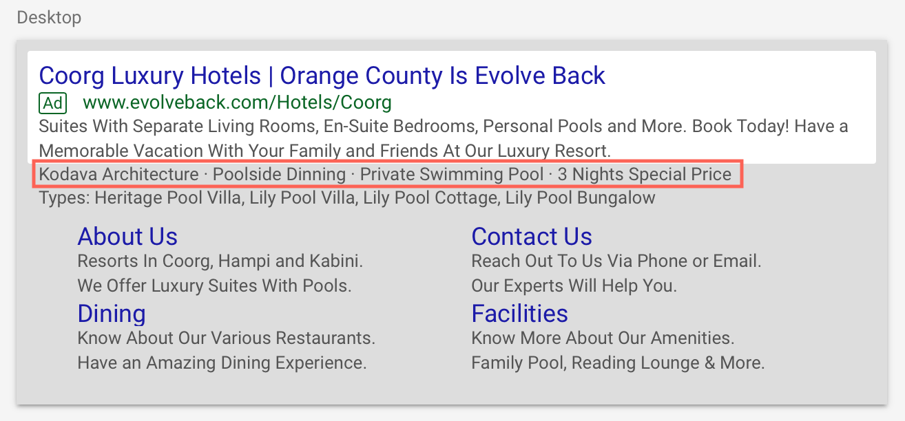 Google Ads Callout Extensions