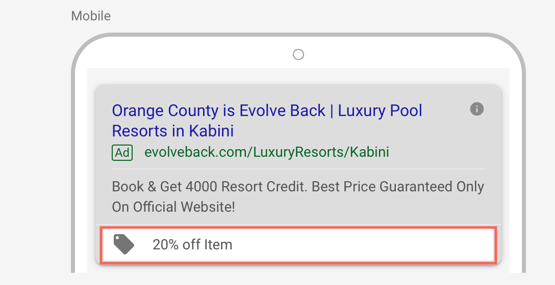 Google Search Ads Promotion Extensions on Mobile