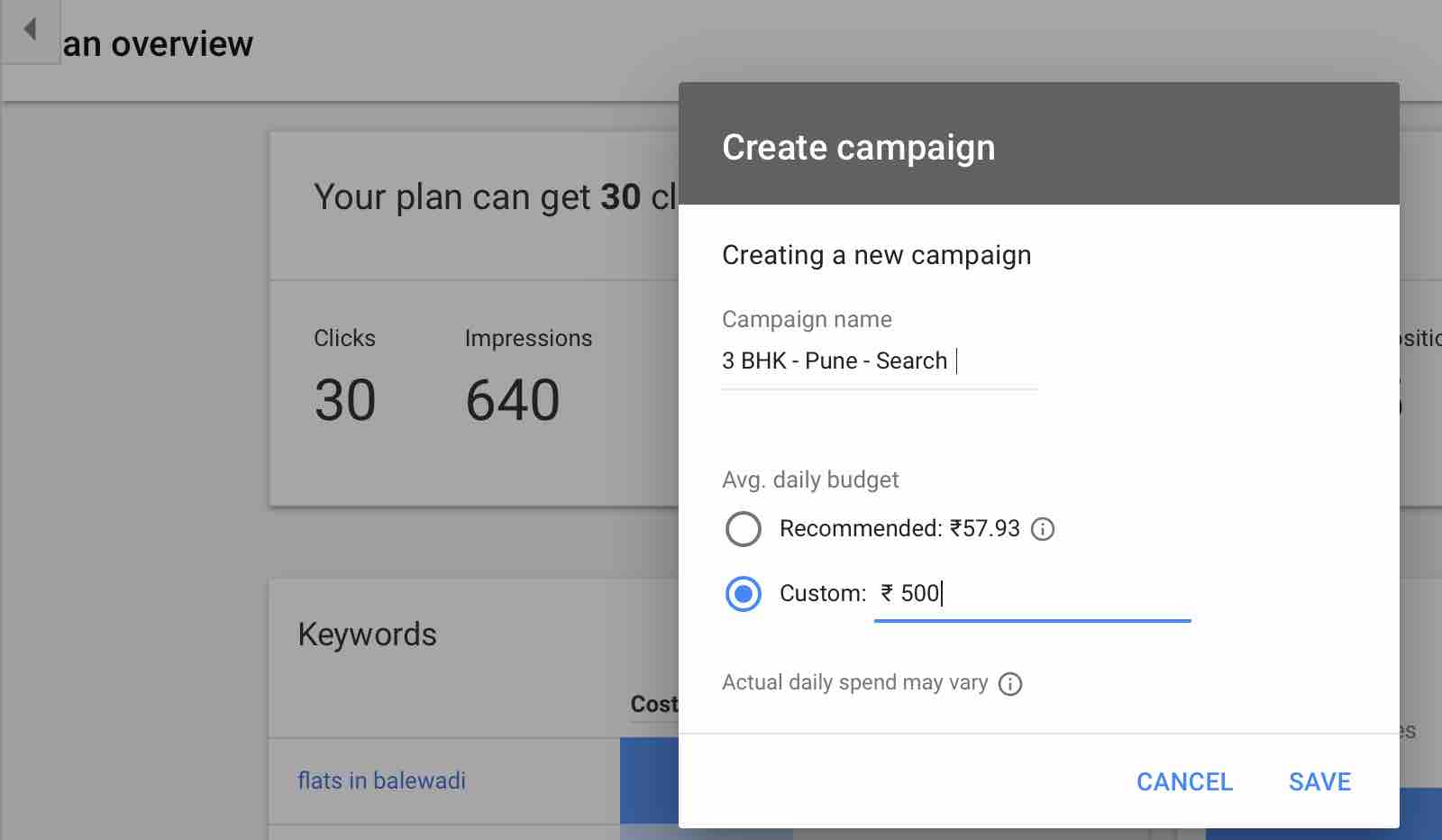 Create Campaign with Planner