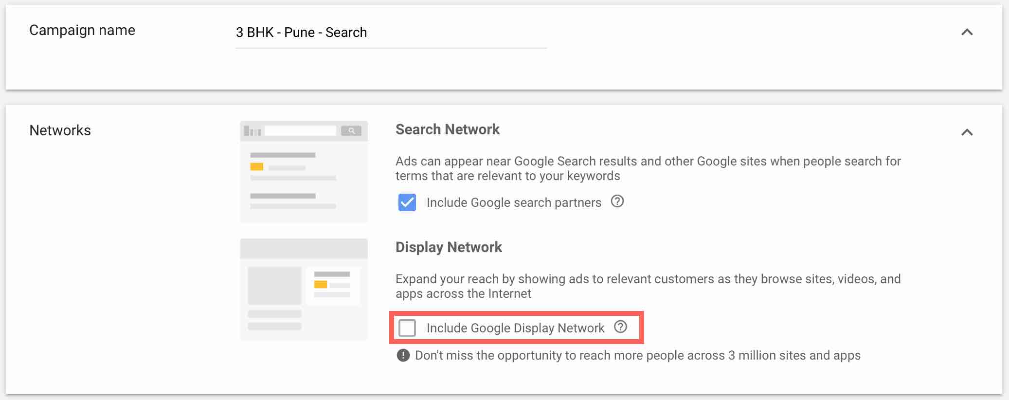 Network Selection in Google Ads