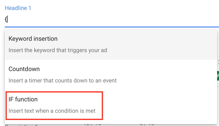 IF Function in Google Ads