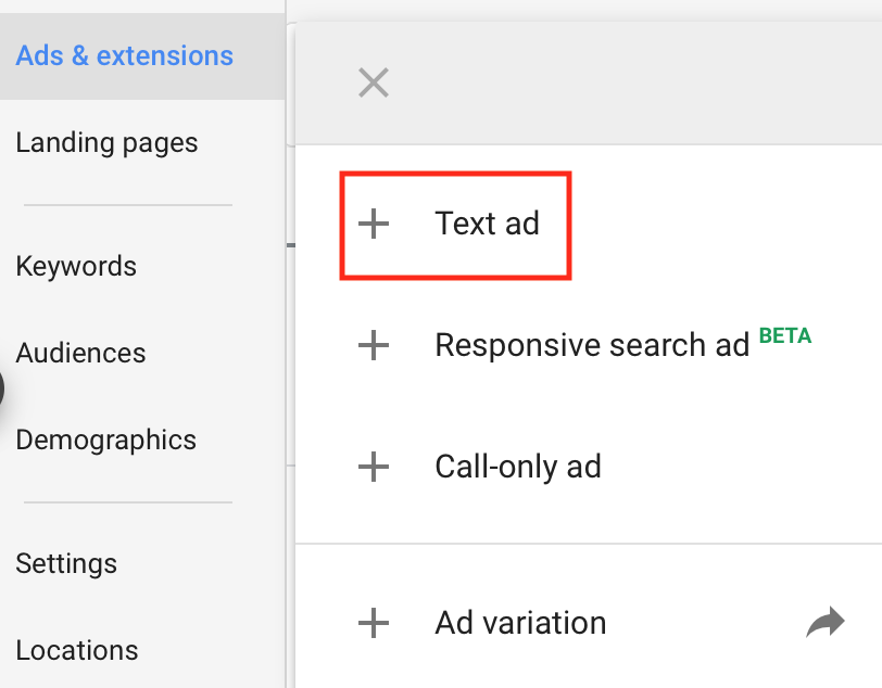Text Ad in Google Ads