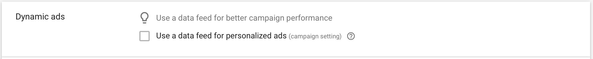 Google Dynamic Ads Setting