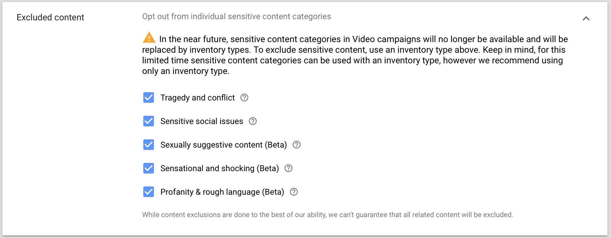 Excluded Content in YouTube Ads
