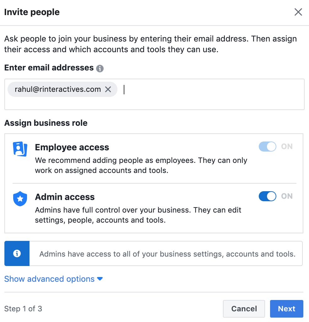 Invite People Through Business Manager