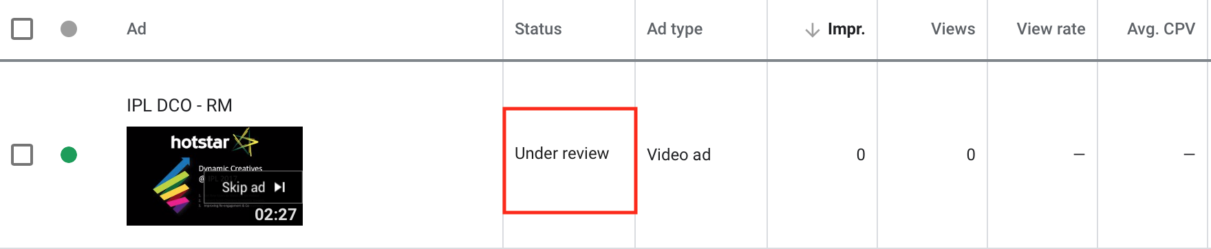 YouTube Ad Under Review