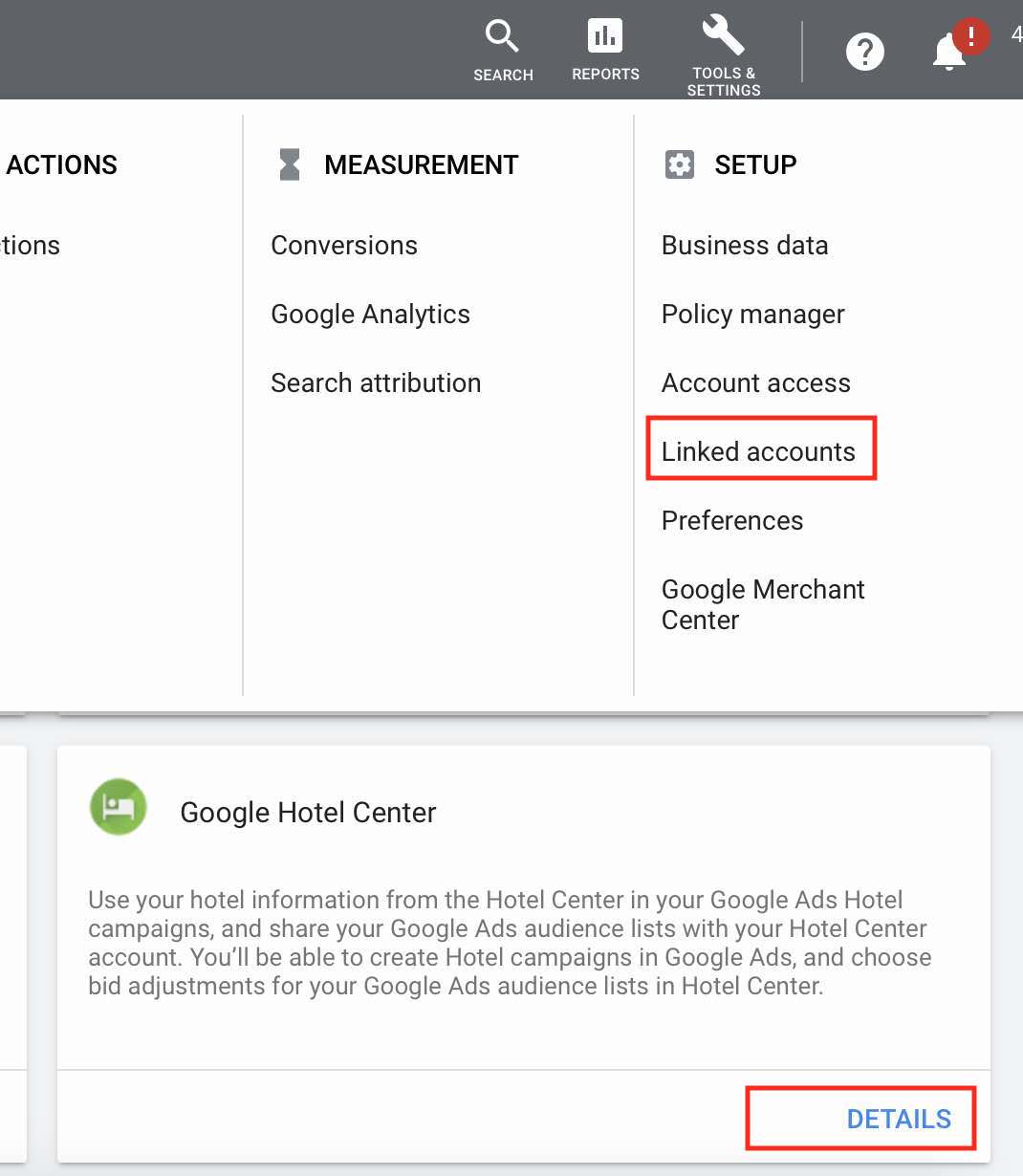 Connect Google Ads to Hotel Center