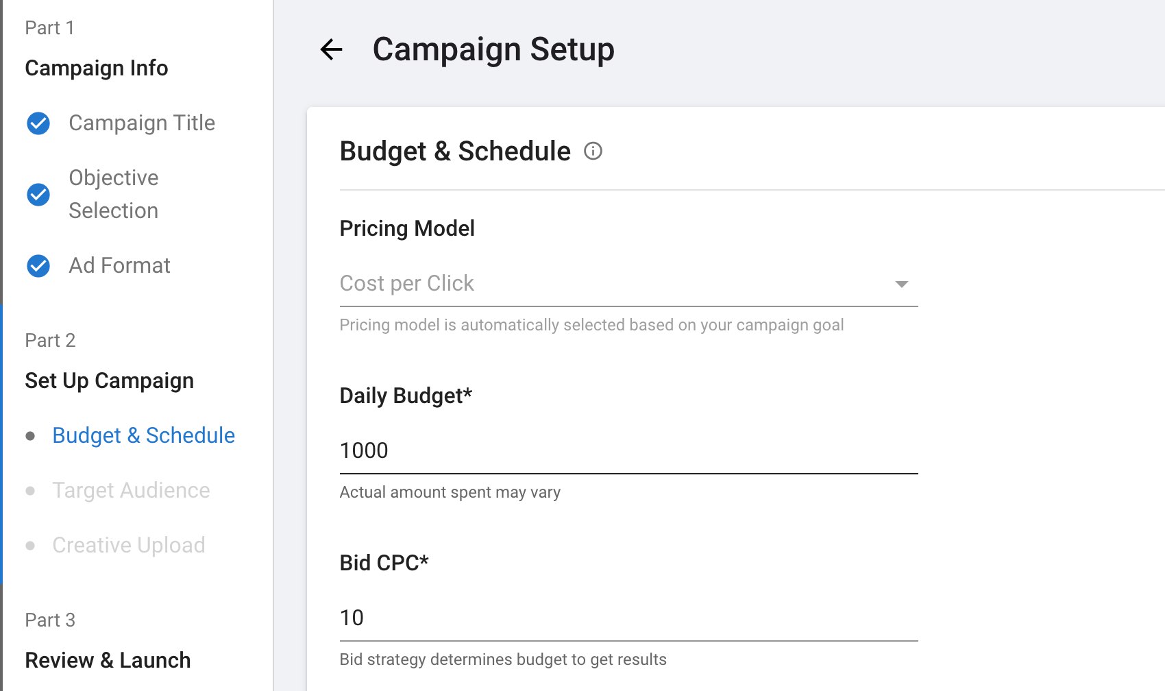 Campaign Creation in ShareChat