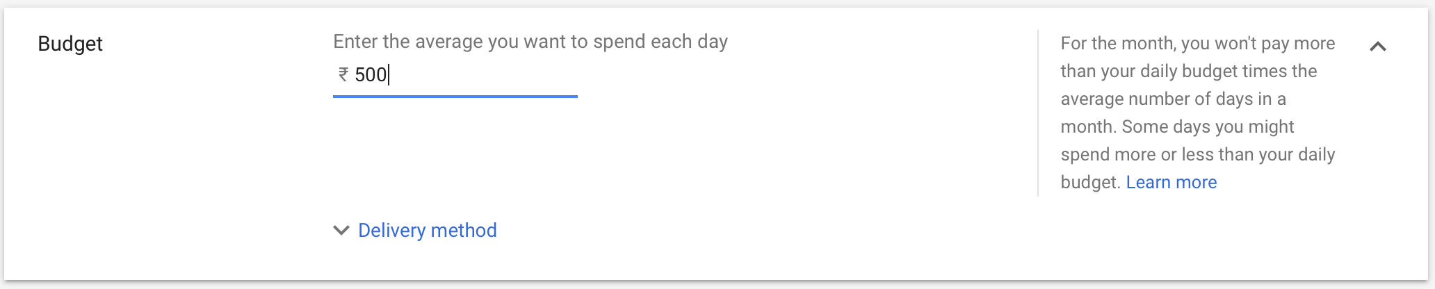 Budget Option in Google Ads