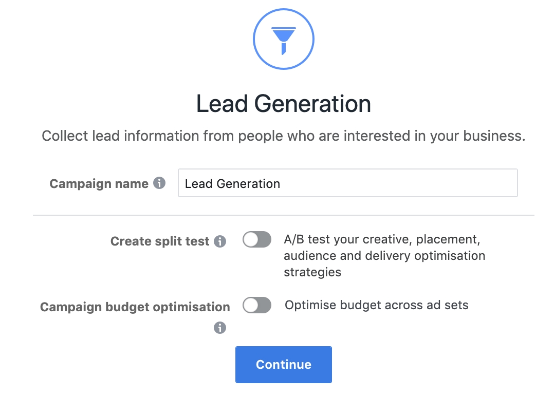 Lead Generation Ads in Facebook