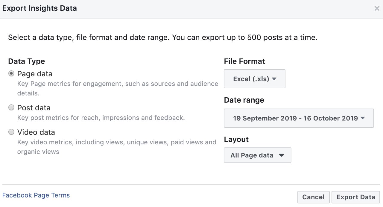 Facebook Insights Data Export