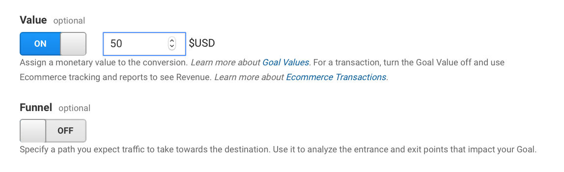 Conversion Value Goal Set Up In Analytics