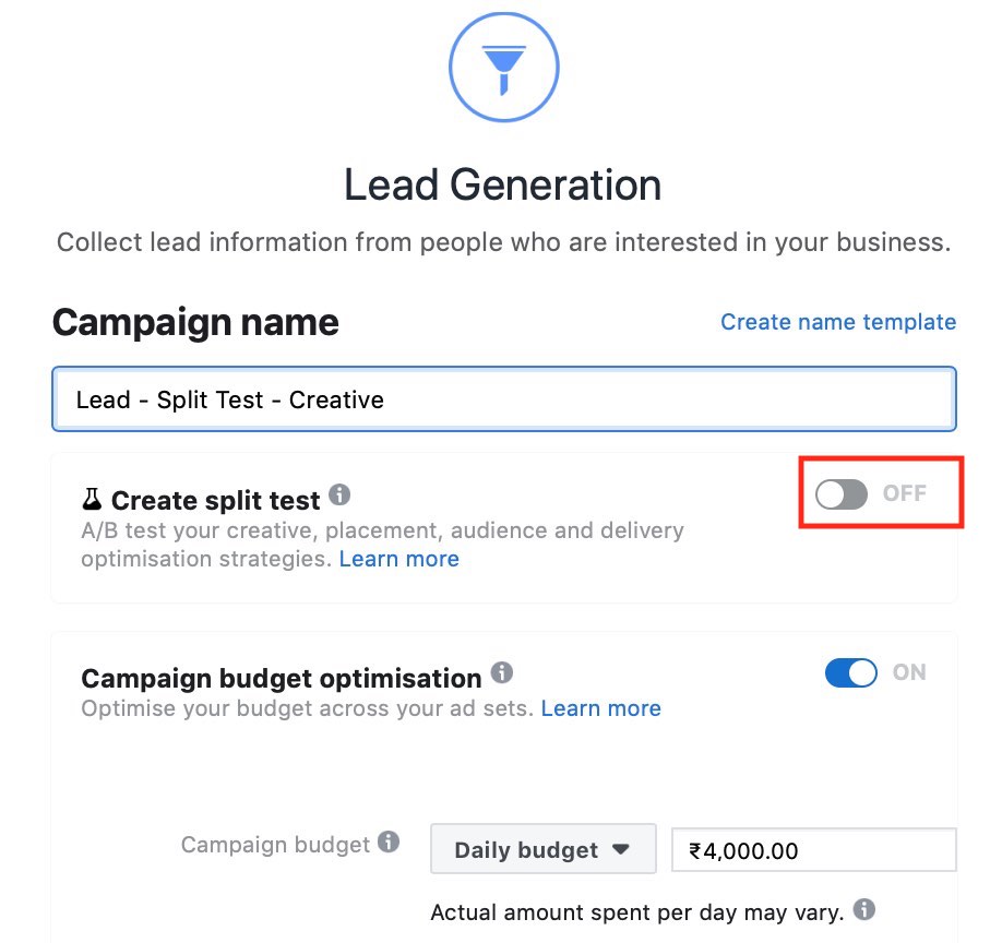 How to Create Facebook Split Test Campaign