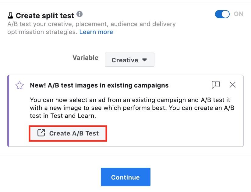 Facebook A/B Creatives Split Test
