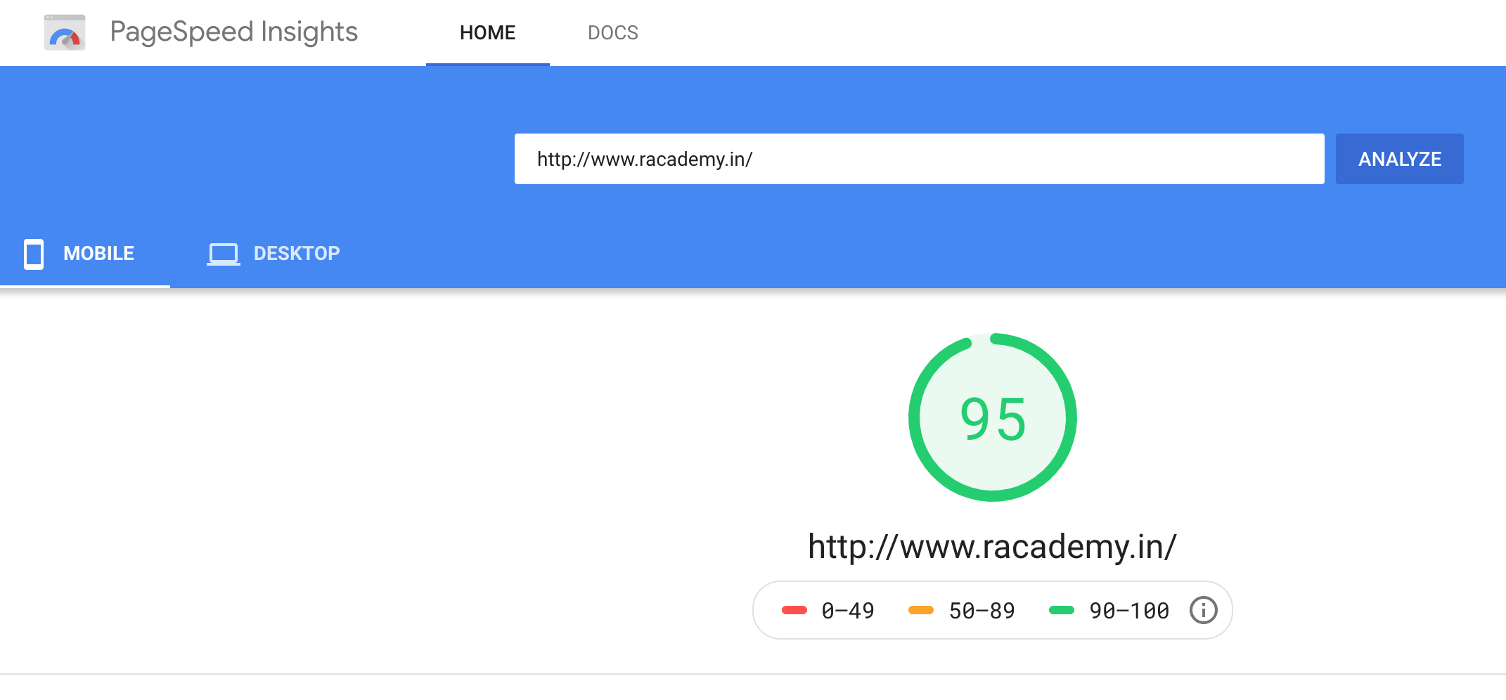 Page Speed Insights R Academy