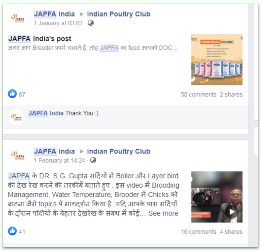Social Media for Japfa India