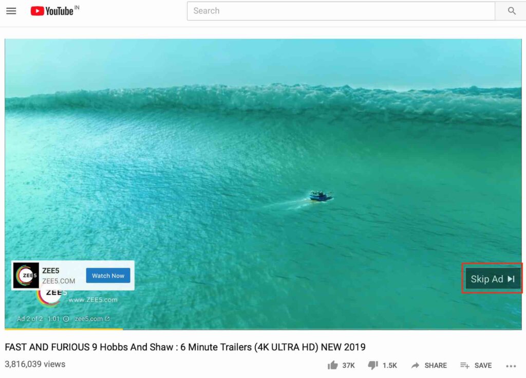Skippable Ads in YouTube
