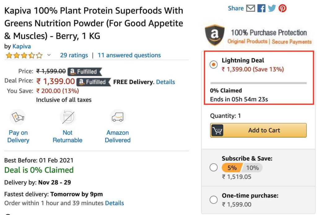 Amazon Lightening Deal