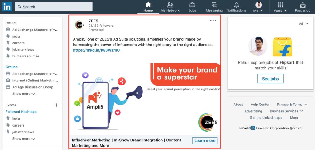 LinkedIn Direct Sponsored Ad